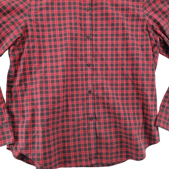 Chaps Shirt Men's Long Sleeve Casual Button Up Plaid Collared Red Extra Large - Picture 5 of 8